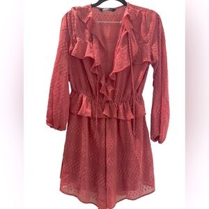 Flowey Relax Lightweight Long Sleeve Skort Dress Maroon